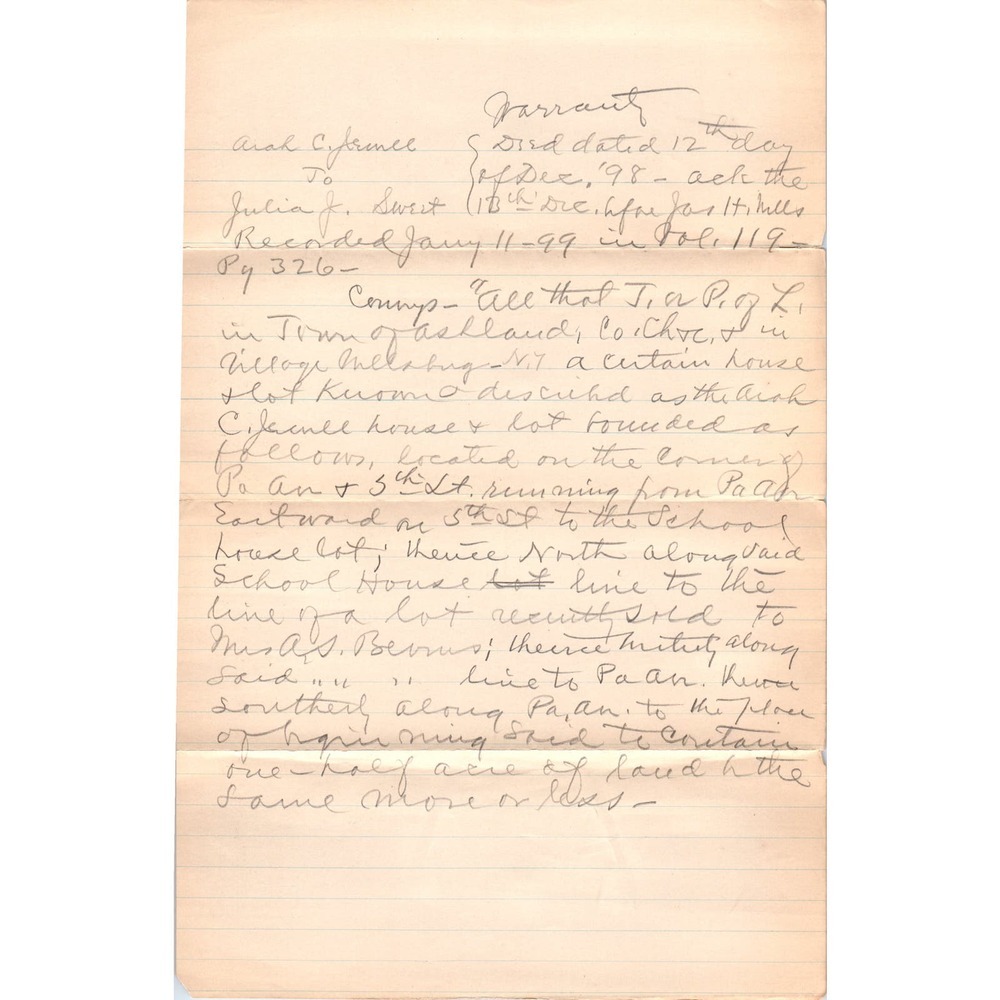 1898 Handwritten Deed Steffen D. Herman Elmira NY 2 Pages AE9-X1 - Picture 3 of 4